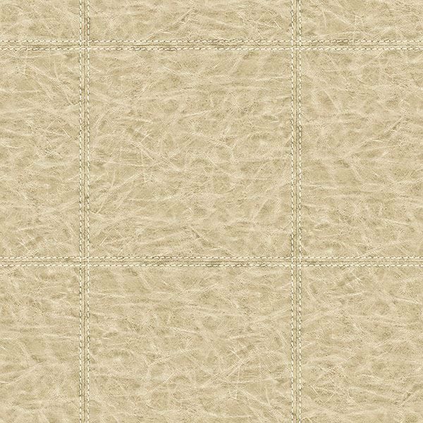 Picture of Study Check Beige Leather Wallpaper 