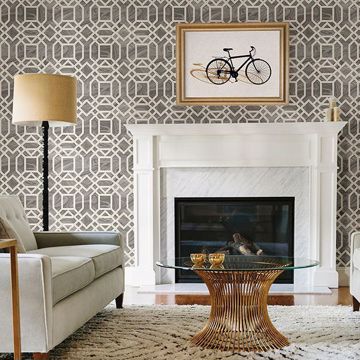 Show details for Daphne Grey Trellis Wallpaper