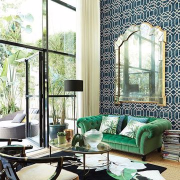 Show details for Daphne Blue Trellis Wallpaper