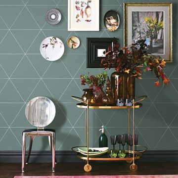 Show details for Twilight Green Geometric Wallpaper