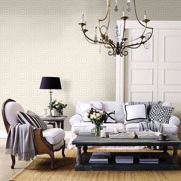 Show details for Luminous Platinum Beaded Geometric Wallpaper