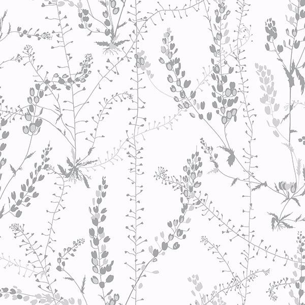 Picture of Bladranker Grey Botanical Wallpaper 