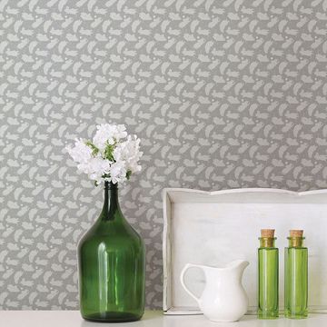 Show details for Moomintroll Light Grey Novelty Wallpaper