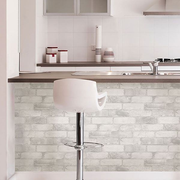 NU2218 Loft White Brick Peel and Stick Wallpaper by NuWallpaper