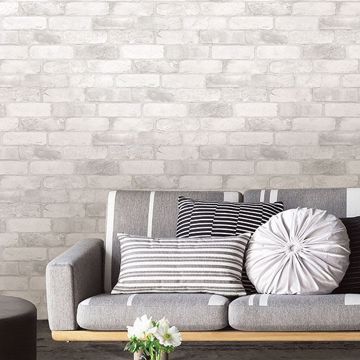 Show details for Loft White Brick  Peel & Stick Wallpaper