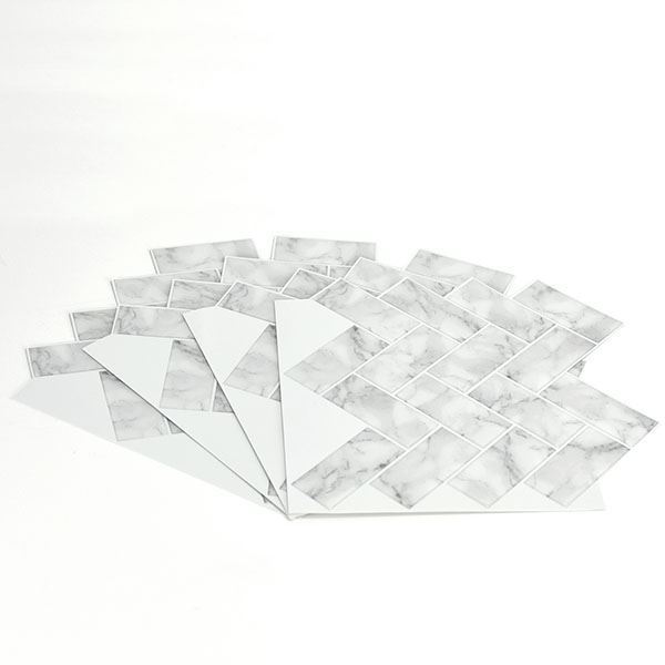 NH2358 - Herringbone Carrara Marble Peel and Stick Backsplash Tiles ...