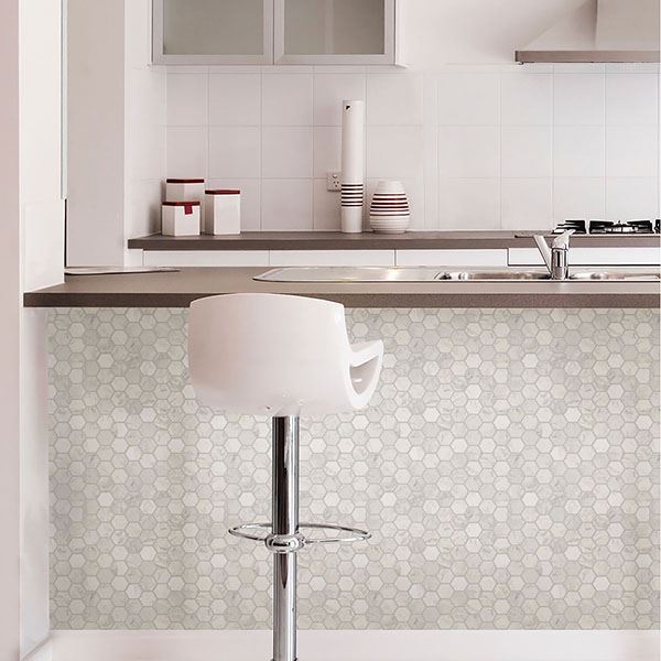 NH2359 Hexagon Marble Peel and Stick Backsplash Tiles by In Home