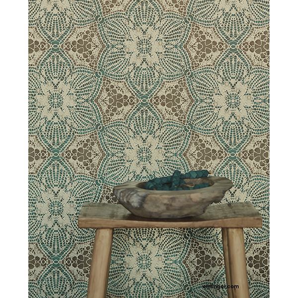 376052 Medallion Teal Seychelles Wallpaper by Eijffinger