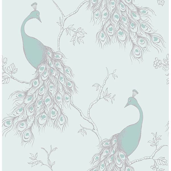 Picture of Phasia Seafoam Peacock Wallpaper 
