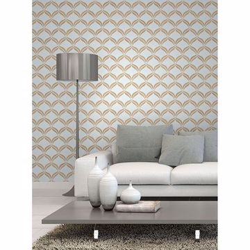 Show details for Wentworth Geo Blue Ogee Wallpaper