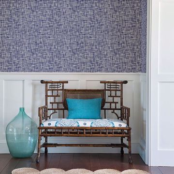 Show details for Shanti Blue Grid Wallpaper