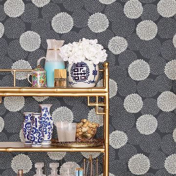 Show details for Blithe Charcoal Floral Wallpaper