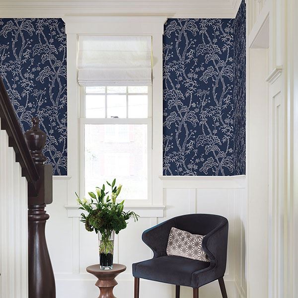 276424350 Tree Navy Bonsai Wallpaper by A Street Prints
