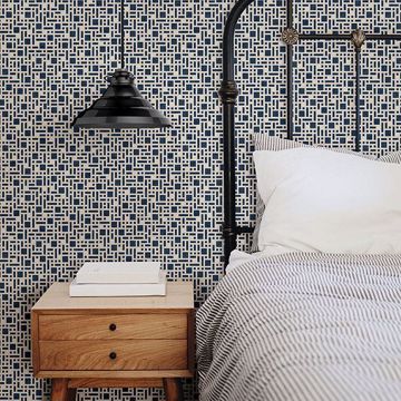 Show details for Bento Indigo Geometric Wallpaper