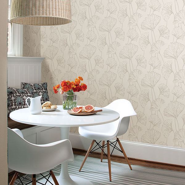 2764-24315 - Ginkgo Silver Reverie Wallpaper - by A - Street Prints