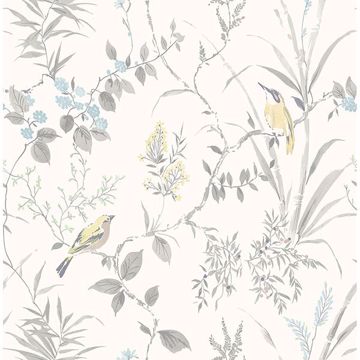 Picture of Imperial Garden Grey Botanical Wallpaper 