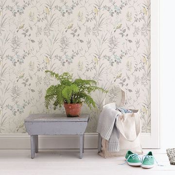 Show details for Imperial Garden Grey Botanical Wallpaper