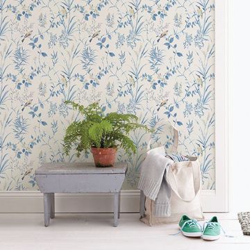 Show details for Imperial Garden Blue Botanical Wallpaper
