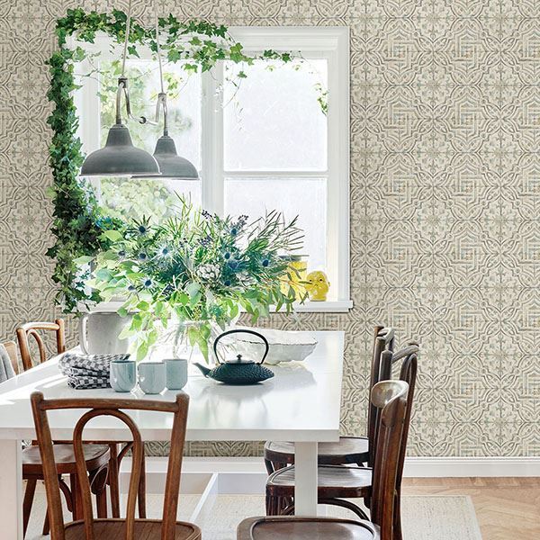 3117-12335 - Sonoma Olive Spanish Tile Wallpaper - by Chesapeake