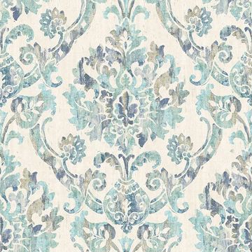 Picture of Shasta Teal Damask Wallpaper 