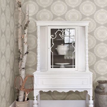 Show details for Bolinas Grey Medallion Wallpaper