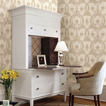 Show details for Vignole Beige Damask Wallpaper