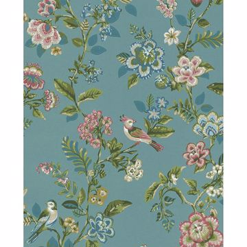 Picture of Willem Teal Painted Garden Wallpaper