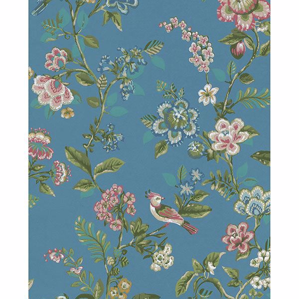 Picture of Willem Sapphire Painted Garden Wallpaper