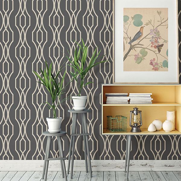 278224511 Coventry Charcoal Trellis Wallpaper by AStreet Prints