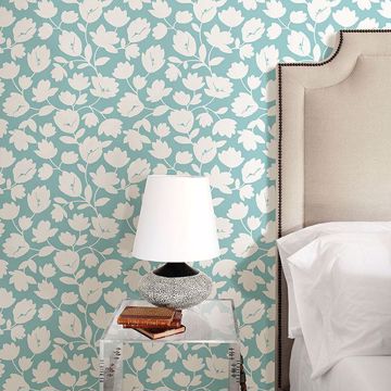 Show details for Astrid Turquoise Floral Wallpaper