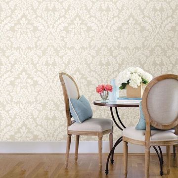 Show details for Honor Beige Damask Wallpaper
