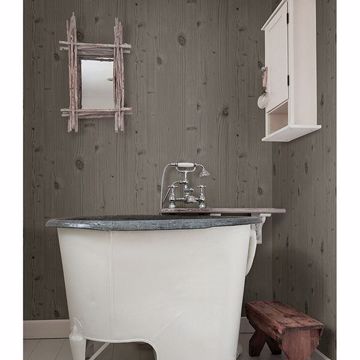 Show details for Uinta Taupe Wooden Planks Wallpaper