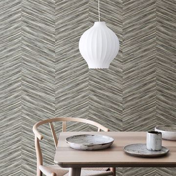 Show details for Pina Blue Chevron Weave Wallpaper