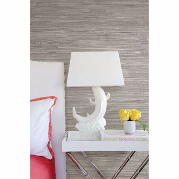 Show details for Maytal Grey Faux Grasscloth Wallpaper