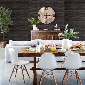 Show details for Nika Black Sleek Wood Wallpaper