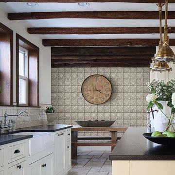 Show details for Brasserie White Tin Ceiling Tile Wallpaper