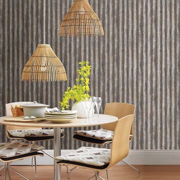 Show details for Alloy Silver Corrugated Metal Wallpaper