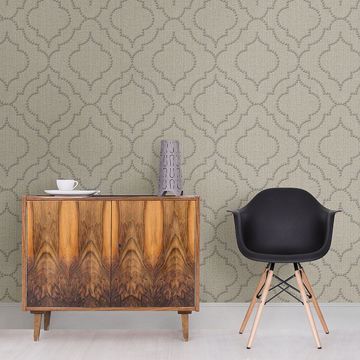 Show details for Garett Wheat Quatrefoil Wallpaper
