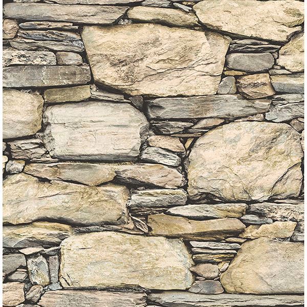 Picture of Cobble Neutral Stone Wall Wallpaper 
