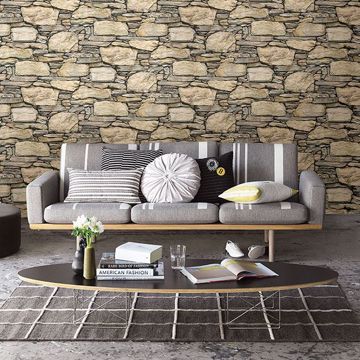 Show details for Cobble Neutral Stone Wall Wallpaper