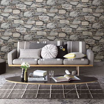 Show details for Cobble Light Grey Stone Wall Wallpaper
