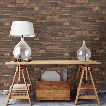 Show details for Madeline Brown Stone Texture Wallpaper