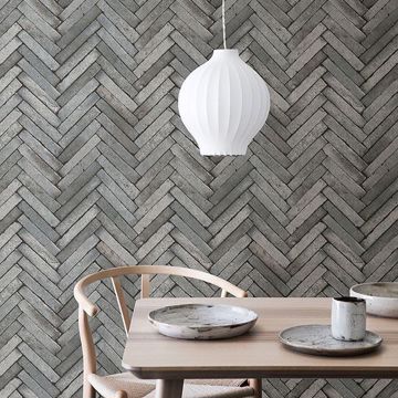 Show details for Arrow Grey Diagonal Slate Wallpaper