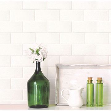 Show details for Galley White Subway Tile Wallpaper