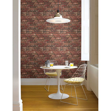 Show details for Davis Dark Red Exposed Brick Wallpaper