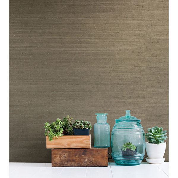 2732-65655 - Qiantang Grey Grasscloth Wallpaper - by Kenneth James