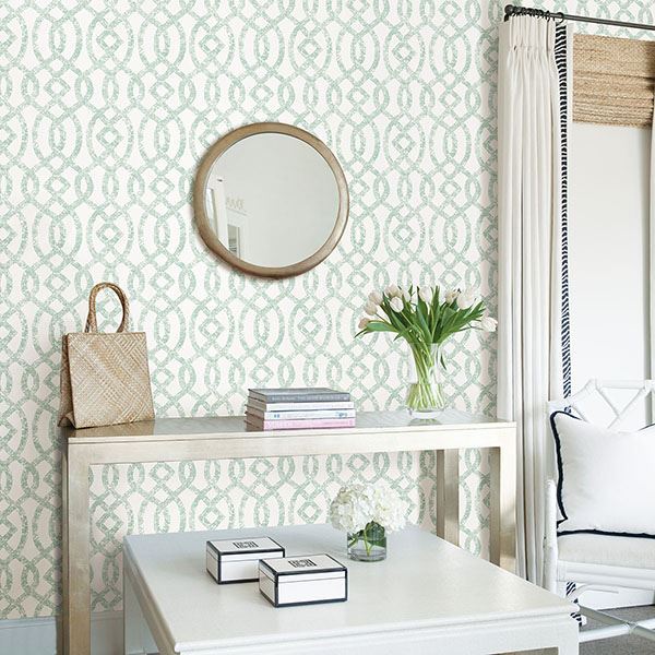 2793-24726 - Ethereal Sea Green Trellis Wallpaper - by A - Street Prints