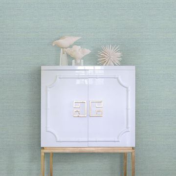 Show details for Lilt Teal Faux Grasscloth Wallpaper