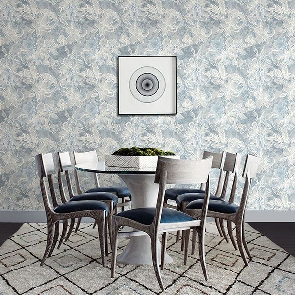 2793-24706 - Allure Blue Floral Wallpaper - by A - Street Prints