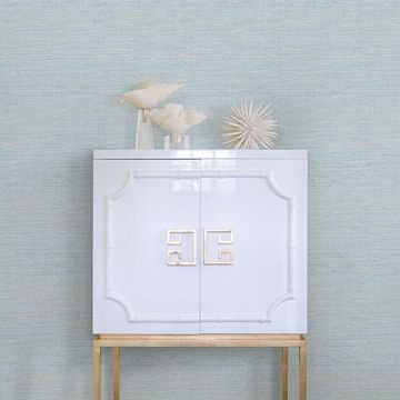 Show details for Lilt Blue Faux Grasscloth Wallpaper